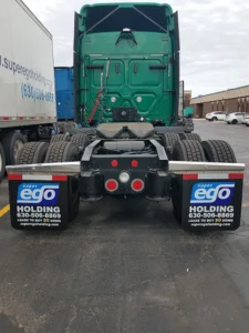 back of truck with reflective tape